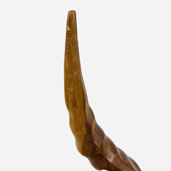 Vintage MCM Carved Natural Wood Gazelle Statue 15" African Folk Art Minimalist - Picture 10 of 12